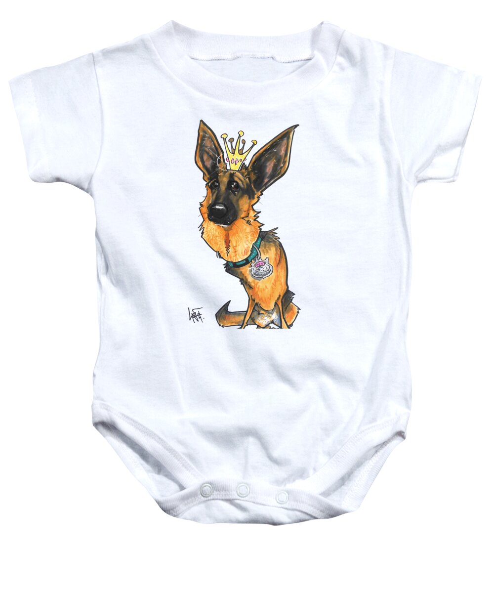 Dog Baby Onesie featuring the drawing King German Shepherd by Canine Caricatures By John LaFree