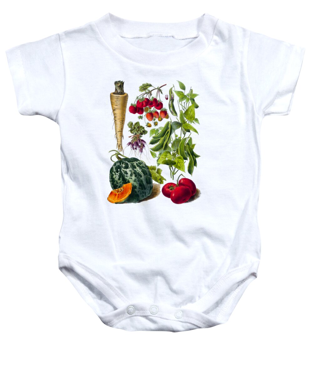 Vegetables Baby Onesie featuring the digital art Kitchen chart by Madame Memento