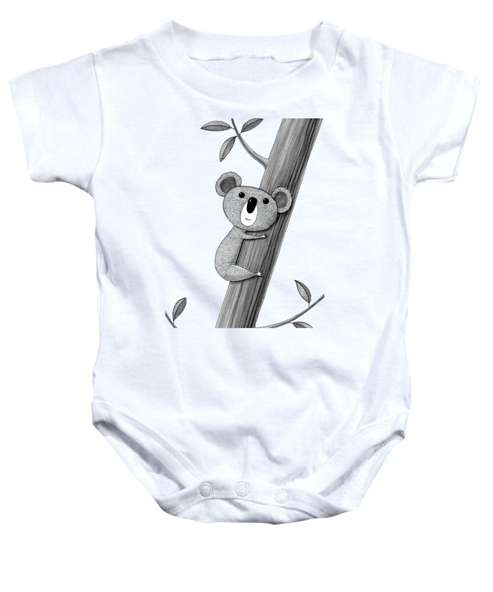 Koala Baby Onesie featuring the drawing Koala by Andrew Hitchen