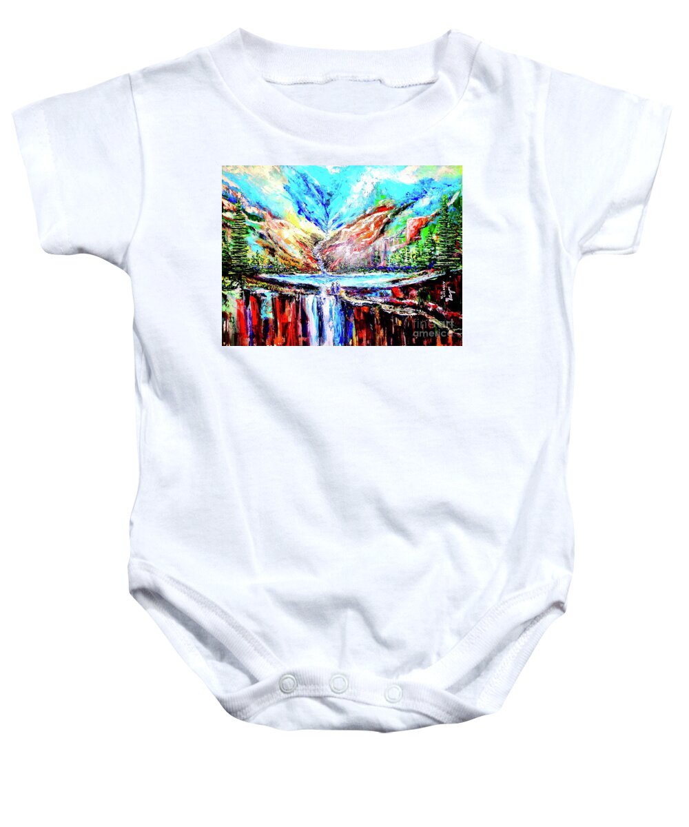 Mounts Baby Onesie featuring the painting Kz Mounts Abstract by Viktor Lazarev