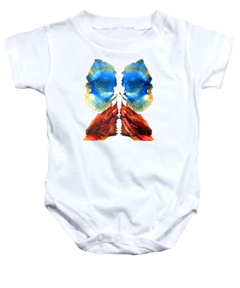 Abstract Baby Onesie featuring the painting Lapis and Red Jasper by Stephenie Zagorski