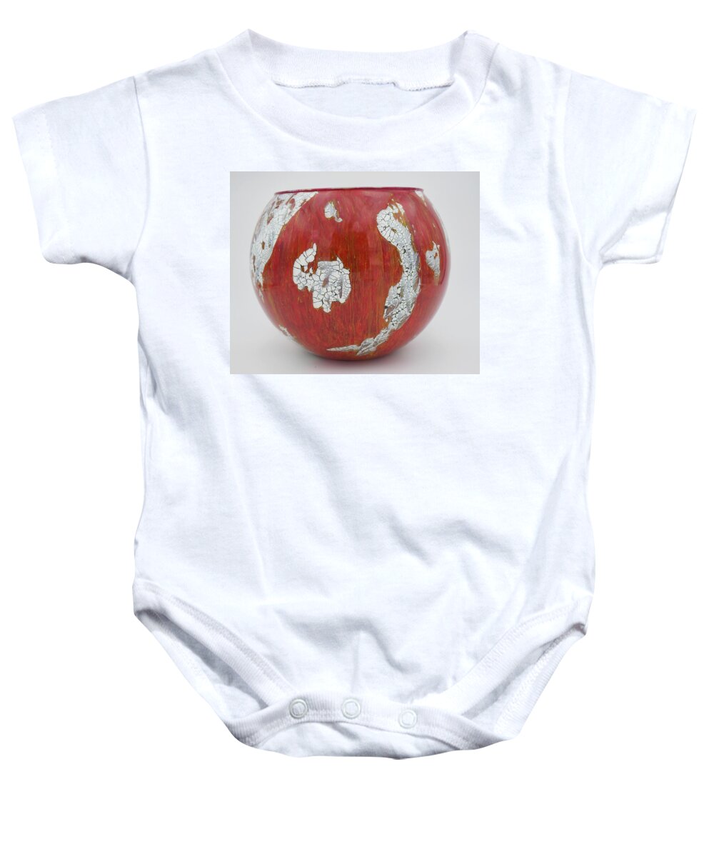 Red Baby Onesie featuring the glass art Large Red Bowl by Christopher Schranck