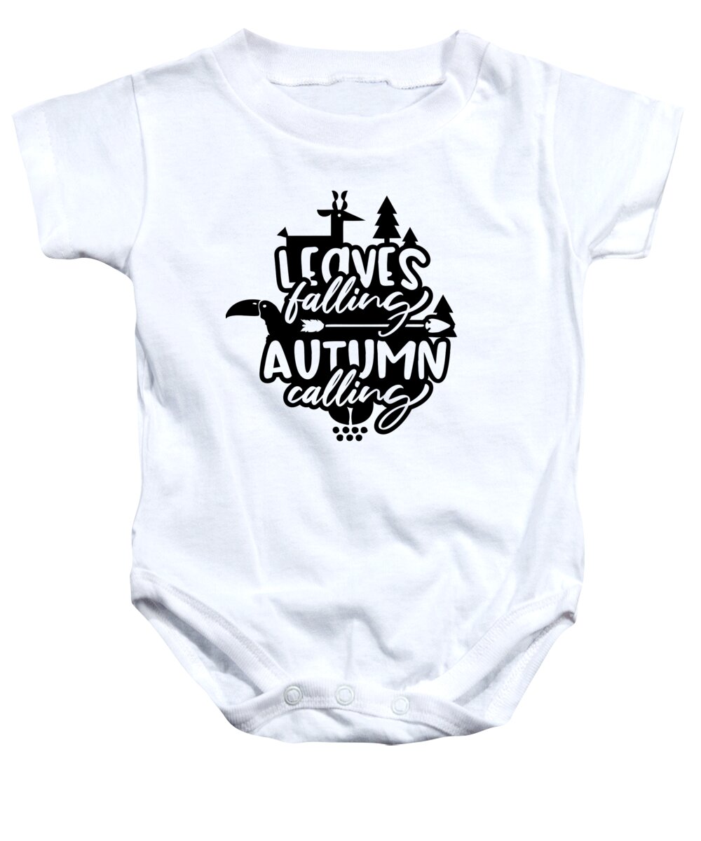 Autumn Season Baby Onesie featuring the digital art Leaves Falling Autumn Calling Nature by Jacob Zelazny