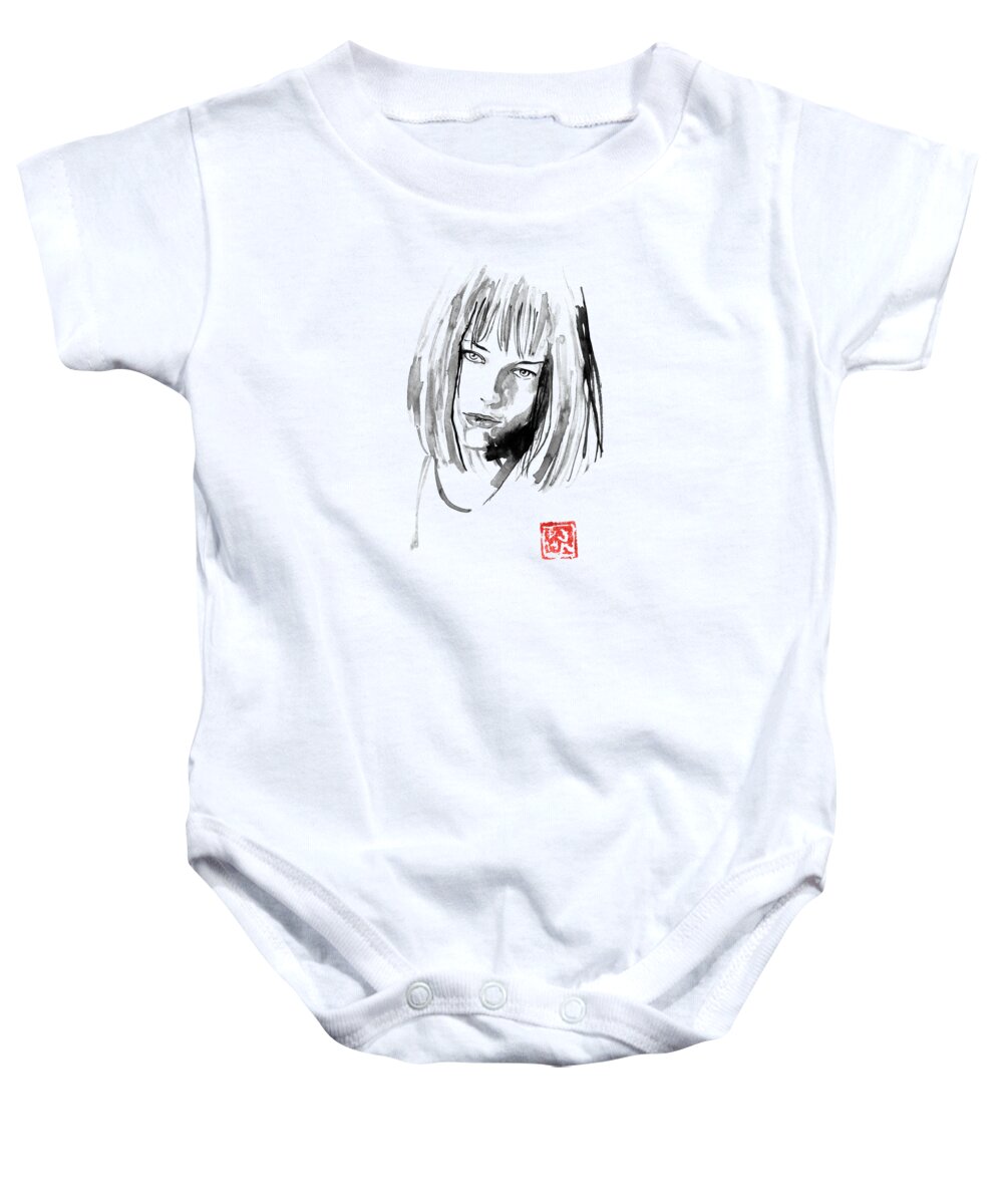  Sumie Baby Onesie featuring the drawing Leeloo Dallas by Pechane Sumie