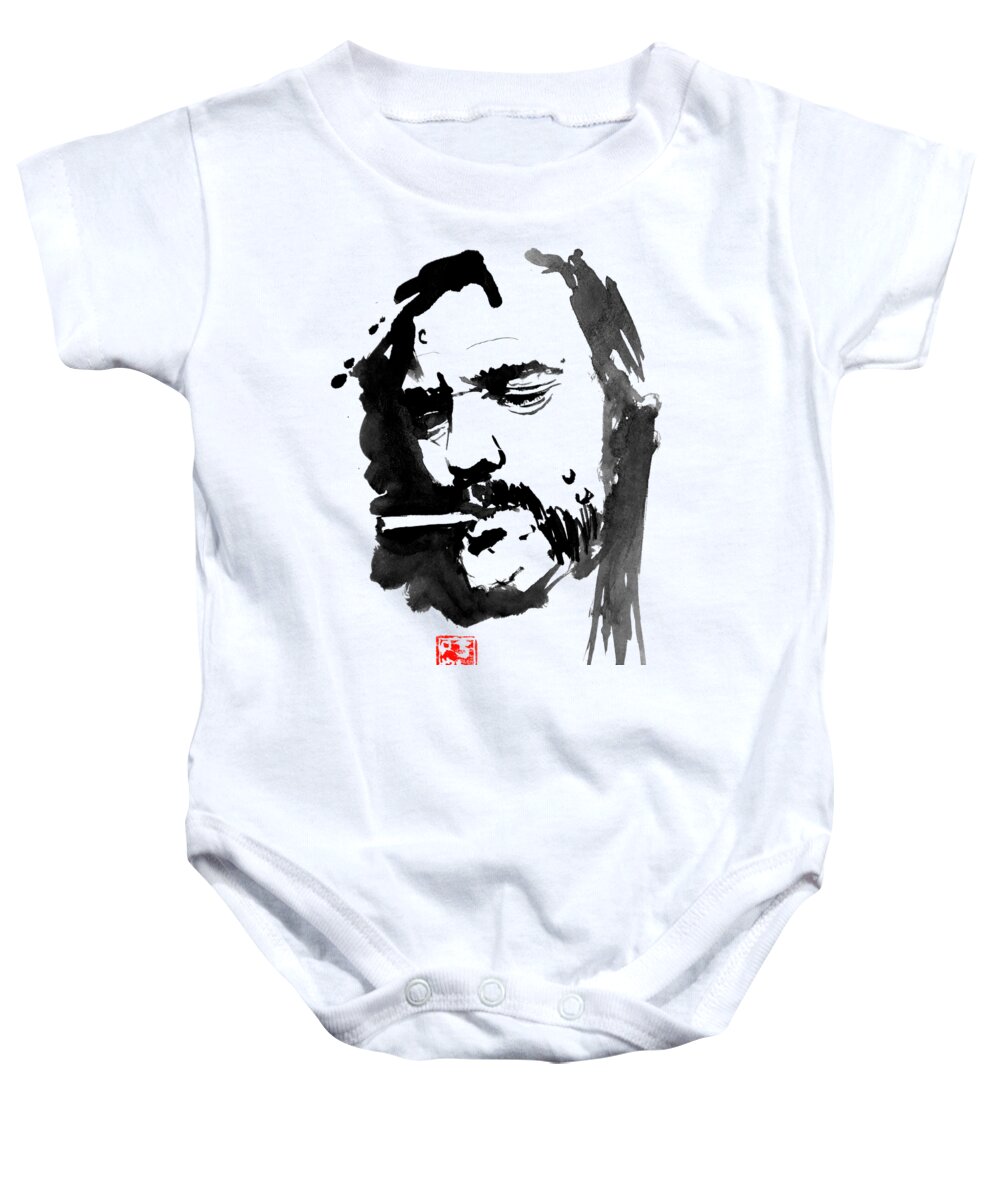 Lemmy Kilmister Baby Onesie featuring the painting Lemmy 03 by Pechane Sumie