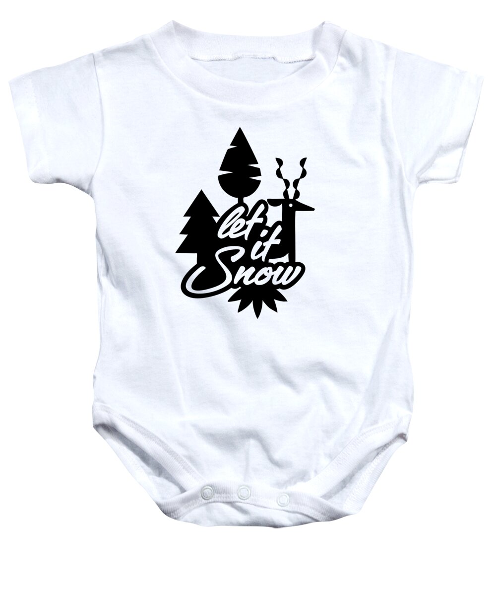 Tree Baby Onesie featuring the digital art Let it Snow Christmas Tree Reindeer by Jacob Zelazny