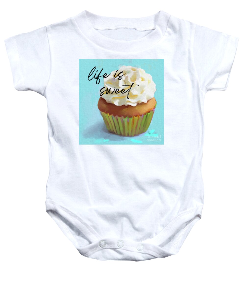 Cupcake Baby Onesie featuring the painting Life is Sweet by Tammy Lee Bradley