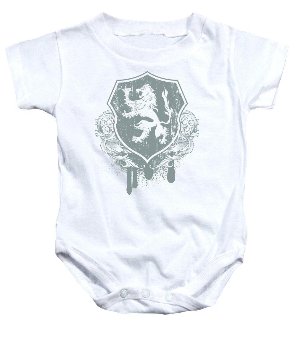 Military Baby Onesie featuring the digital art Lion Morale by Jacob Zelazny
