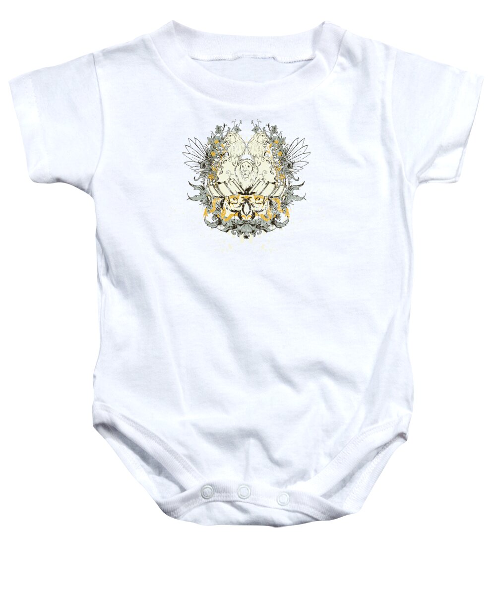 Lion Baby Onesie featuring the digital art Lions by Jacob Zelazny