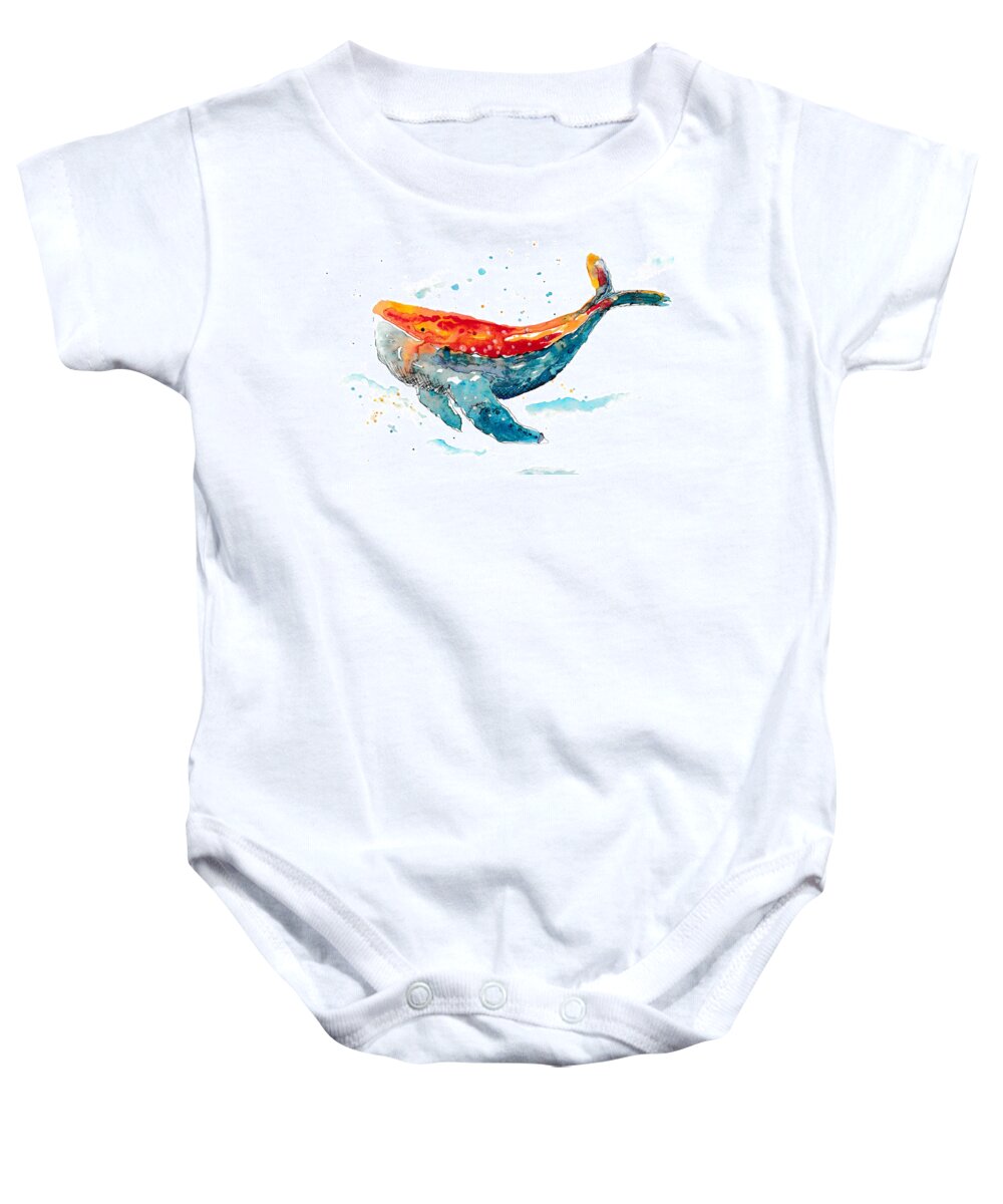 Whale Baby Onesie featuring the painting Whimsical Whale by Bonny Puckett