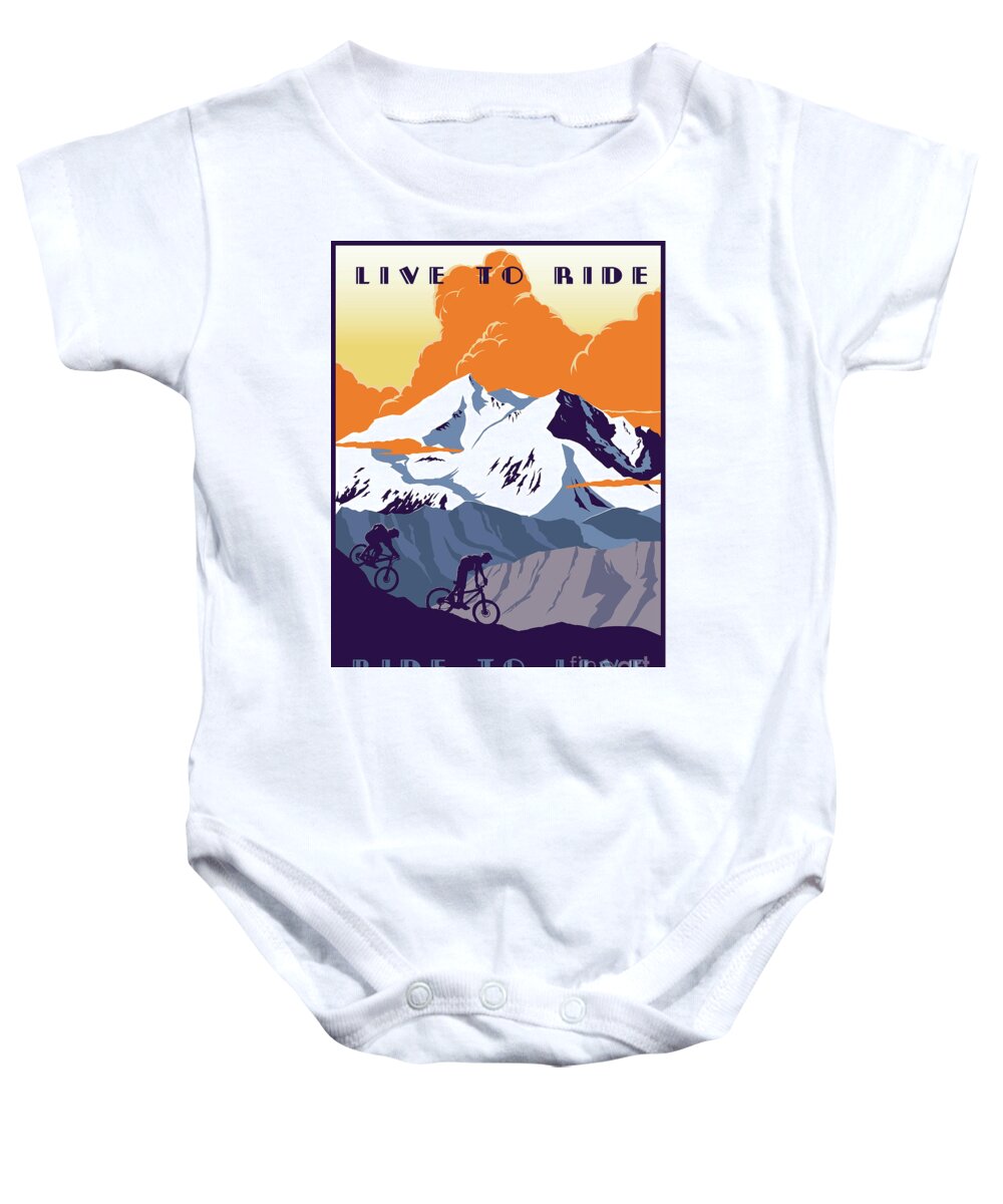 Cycling Poster Baby Onesie featuring the painting Live To Ride Revelstoke by Sassan Filsoof