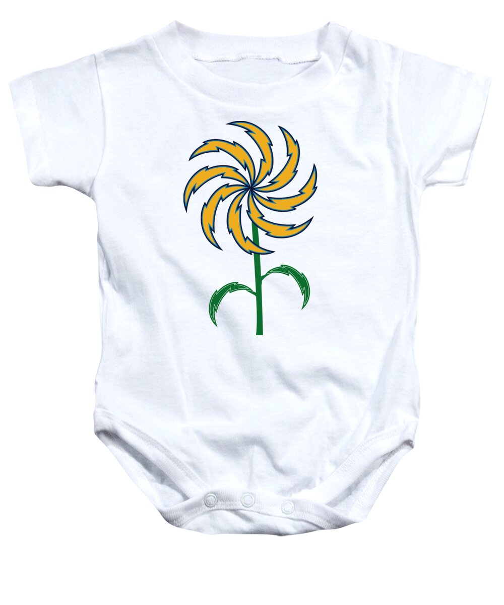 Nfl Baby Onesie featuring the digital art Los Angeles Chargers - NFL Football Team Logo Flower Art by Steven Shaver