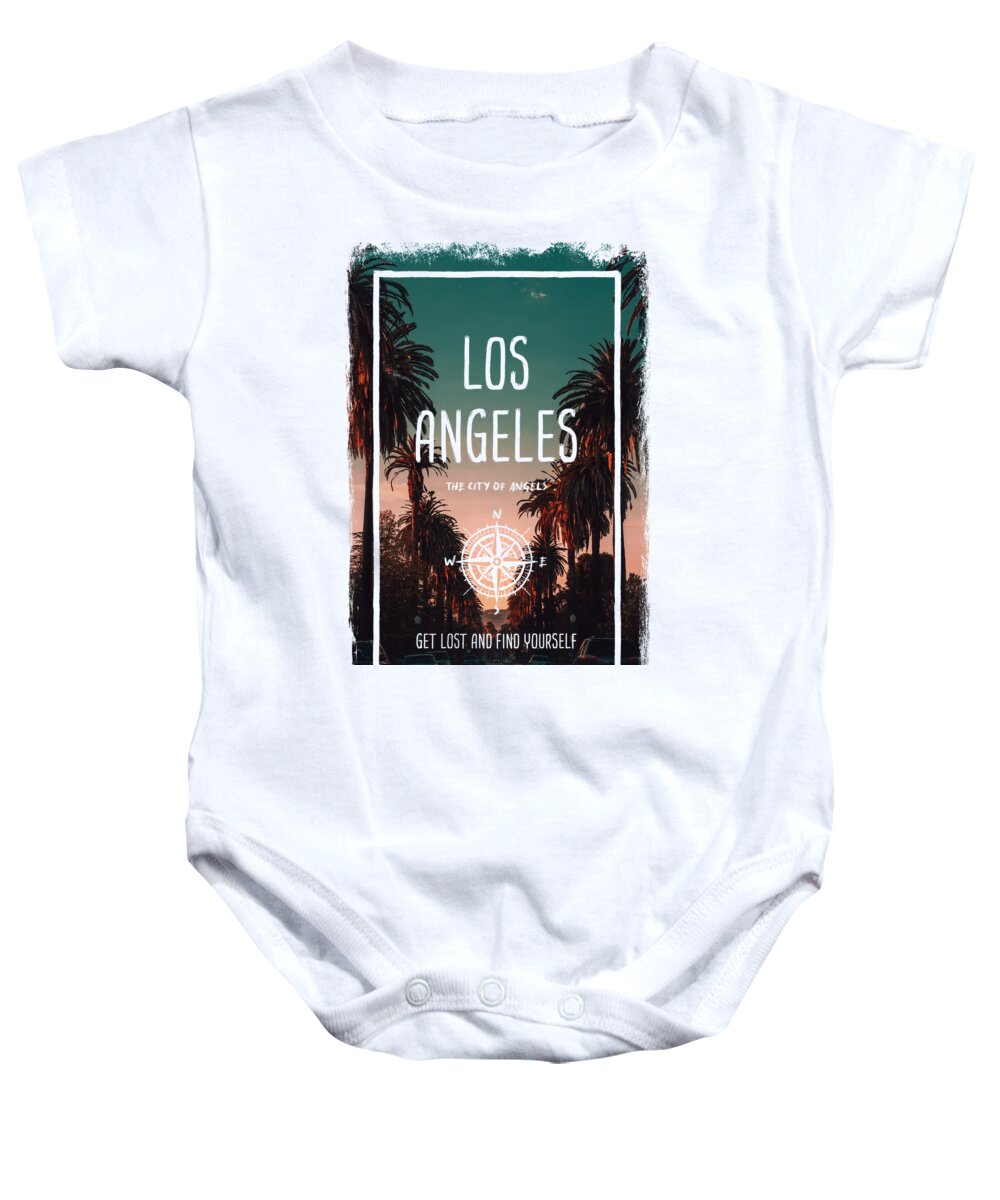 Angeles Baby Onesie featuring the digital art Los Angeles, LA, US, the city of angels by PsychoShadow ART