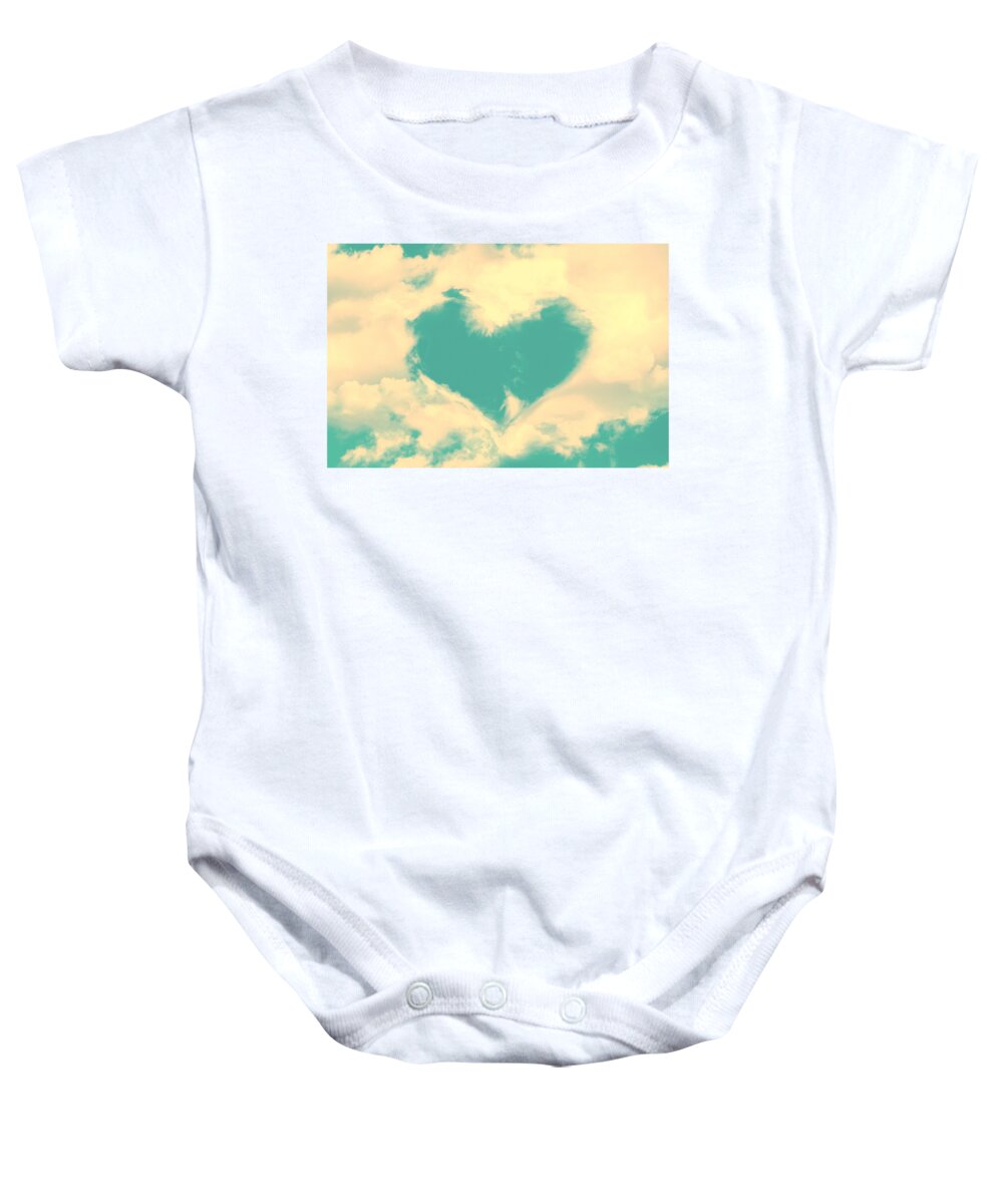 Heart Baby Onesie featuring the photograph Love in the clouds by Delphimages Photo Creations