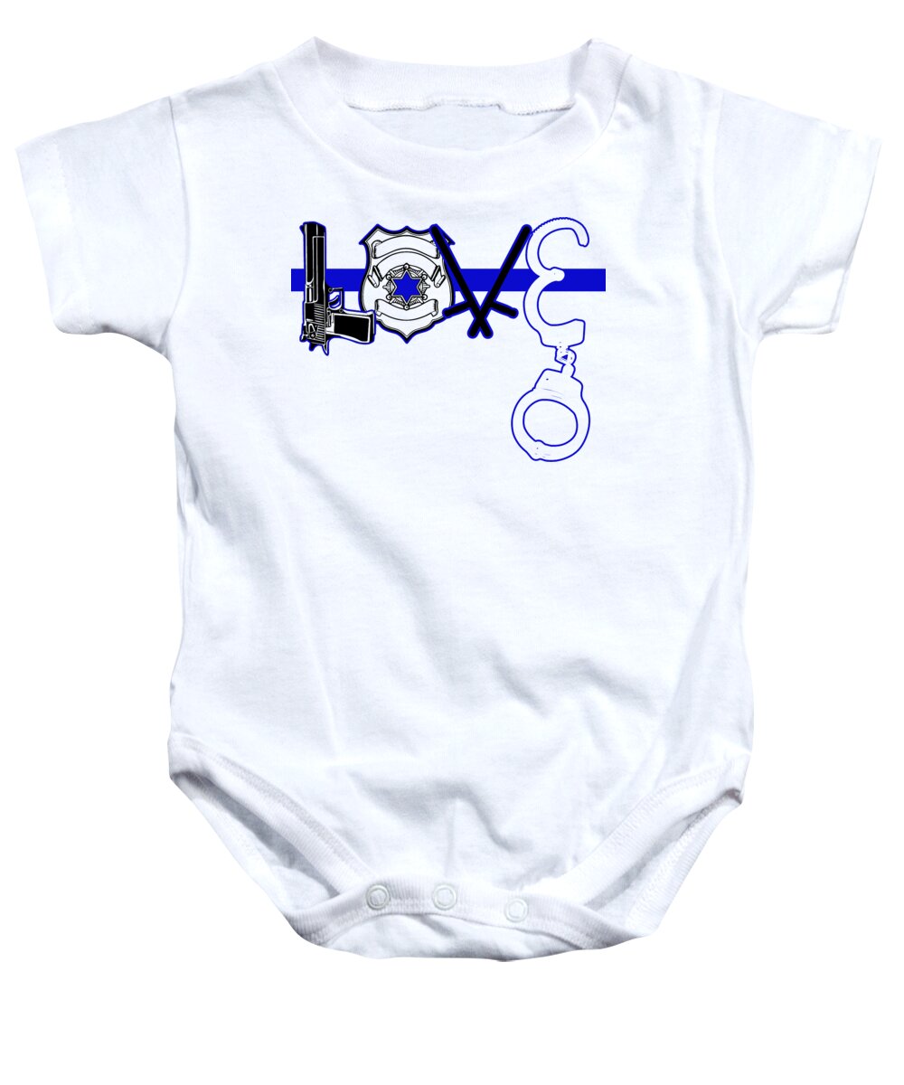 Thin Blue Line Baby Onesie featuring the digital art Love Police Then Blue Line Law Enforcement by Jacob Zelazny