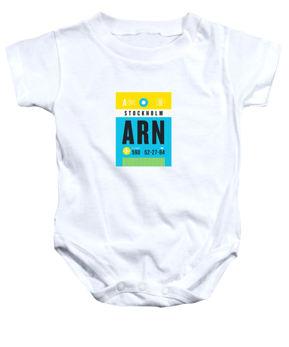 Airline Baby Onesie featuring the digital art Luggage Tag A - ARN Stockholm Sweden by Organic Synthesis