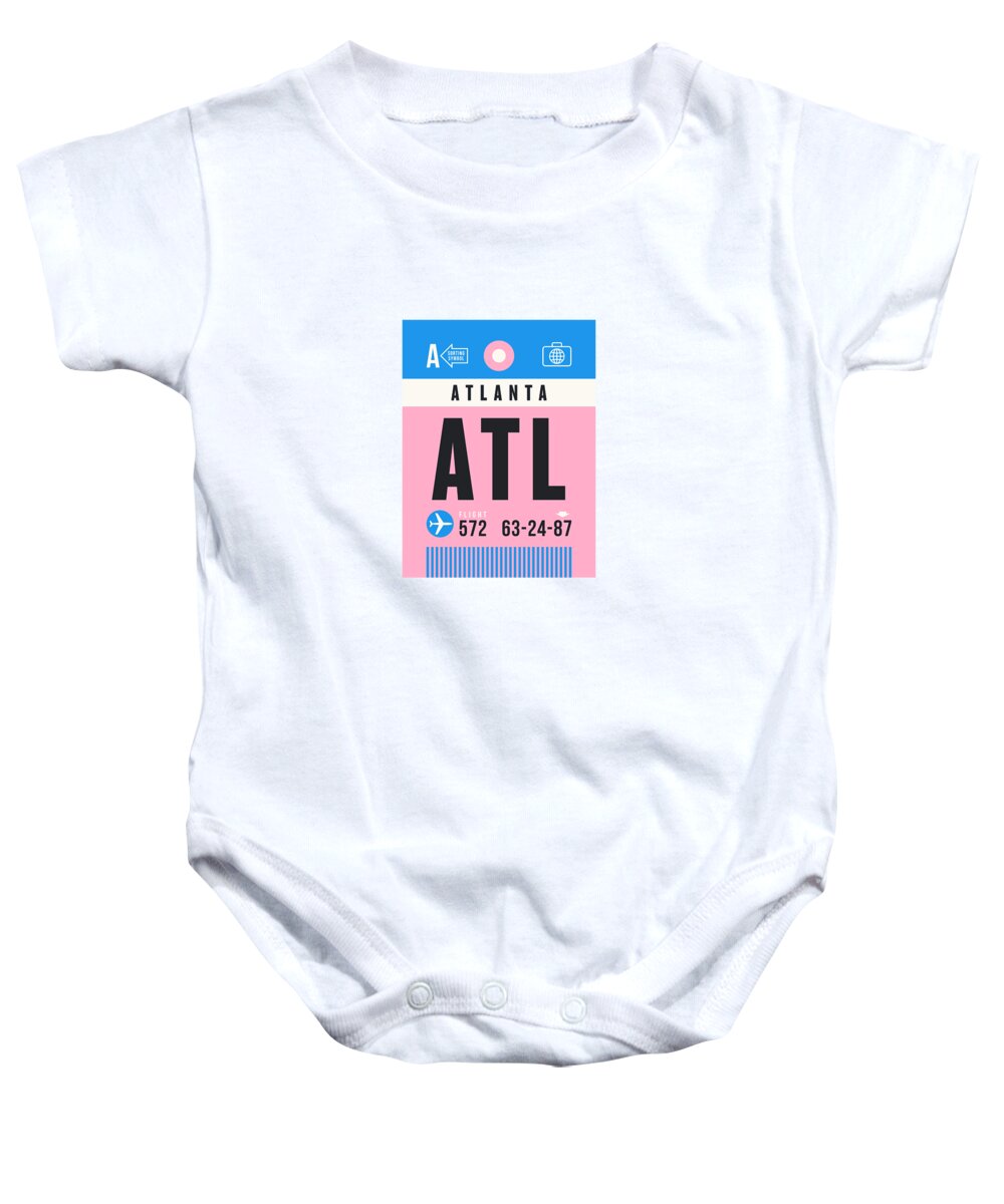 Airline Baby Onesie featuring the digital art Luggage Tag A - ATL Atlanta USA by Organic Synthesis