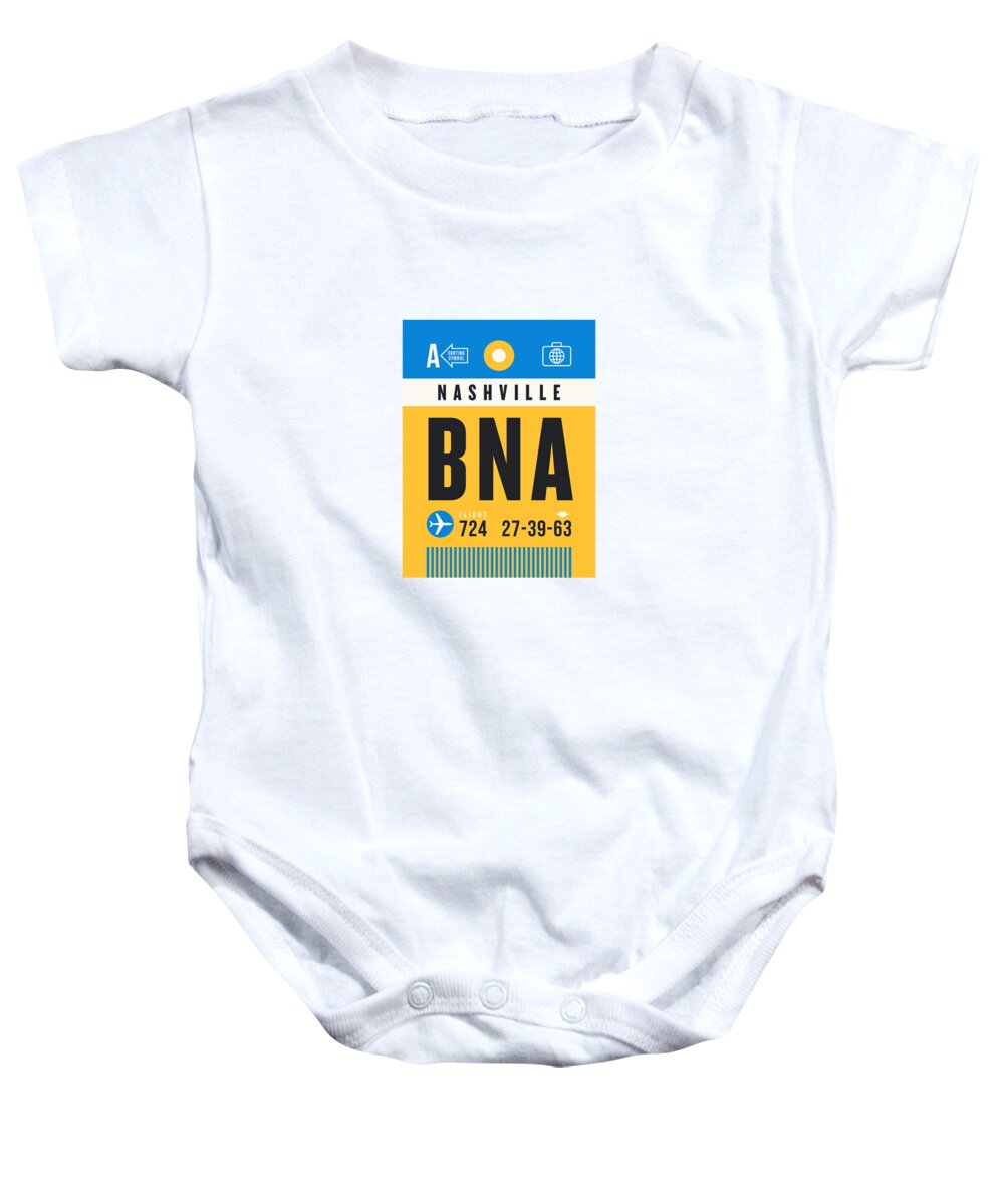 Airline Baby Onesie featuring the digital art Luggage Tag A - BNA Nashville USA by Organic Synthesis