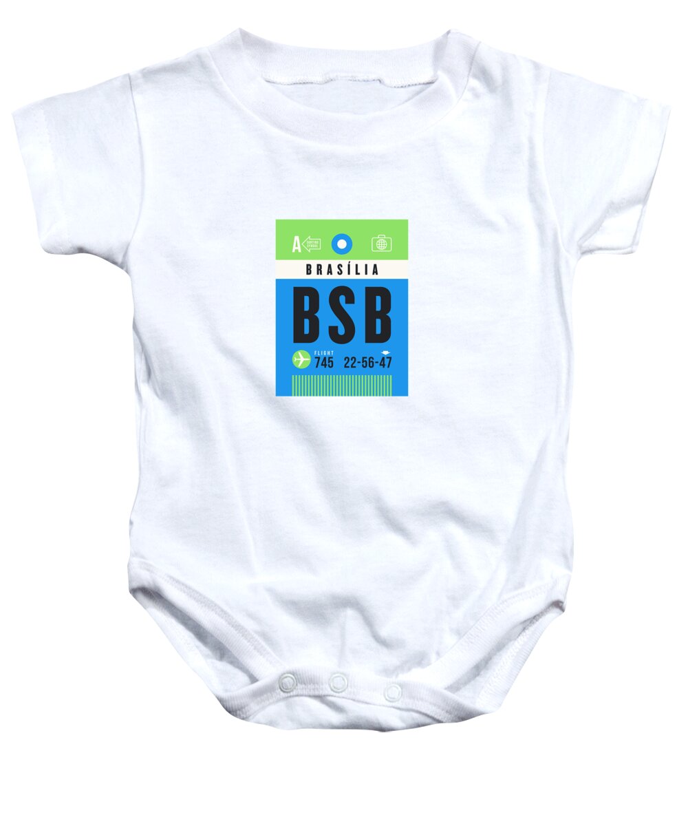 Airline Baby Onesie featuring the digital art Luggage Tag A - BSB Brasilia Brazil by Organic Synthesis