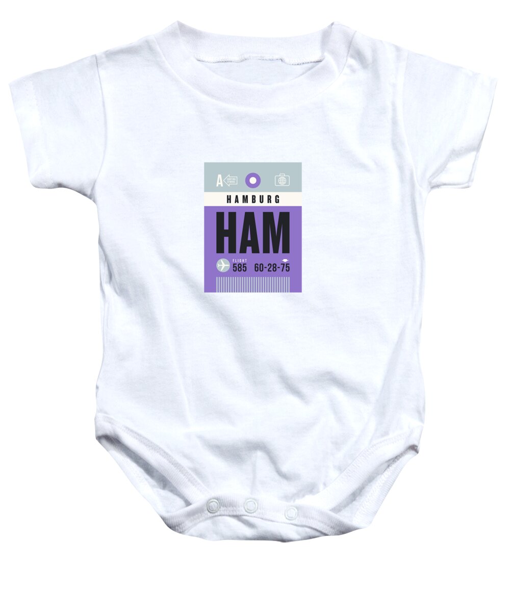 Airline Baby Onesie featuring the digital art Luggage Tag A - HAM Hamburg Germany by Organic Synthesis