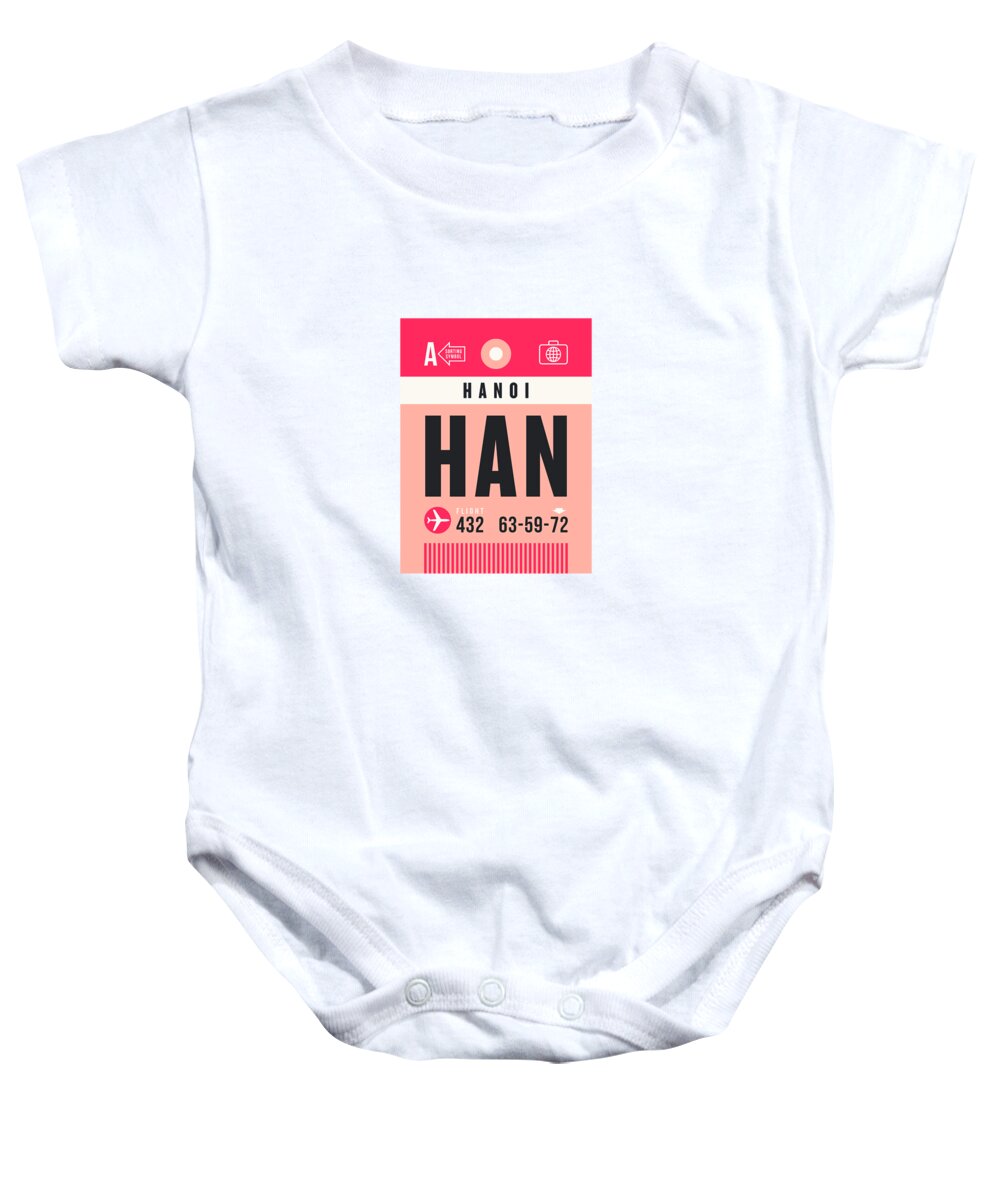 Airline Baby Onesie featuring the digital art Luggage Tag A - HAN Hanoi Vietnam by Organic Synthesis