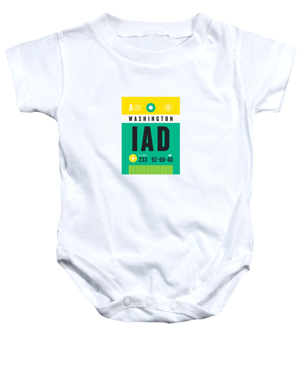 Airline Baby Onesie featuring the digital art Luggage Tag A - IAD Washington USA by Organic Synthesis