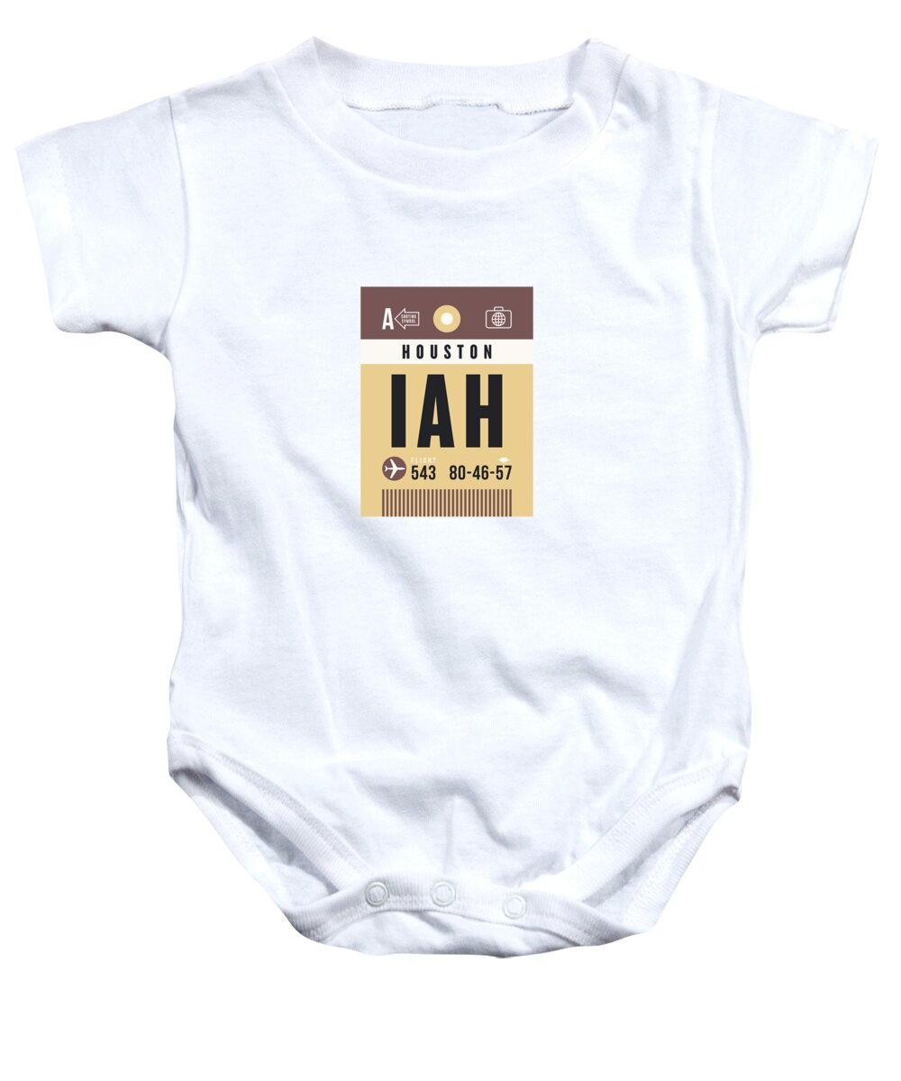 Airline Baby Onesie featuring the digital art Luggage Tag A - IAH Houston USA by Organic Synthesis