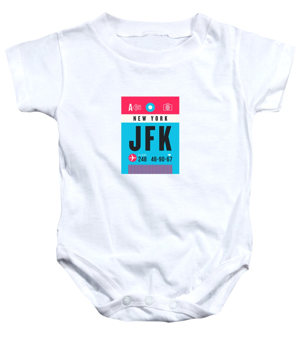 Airline Baby Onesie featuring the digital art Luggage Tag A - JFK New York USA by Organic Synthesis