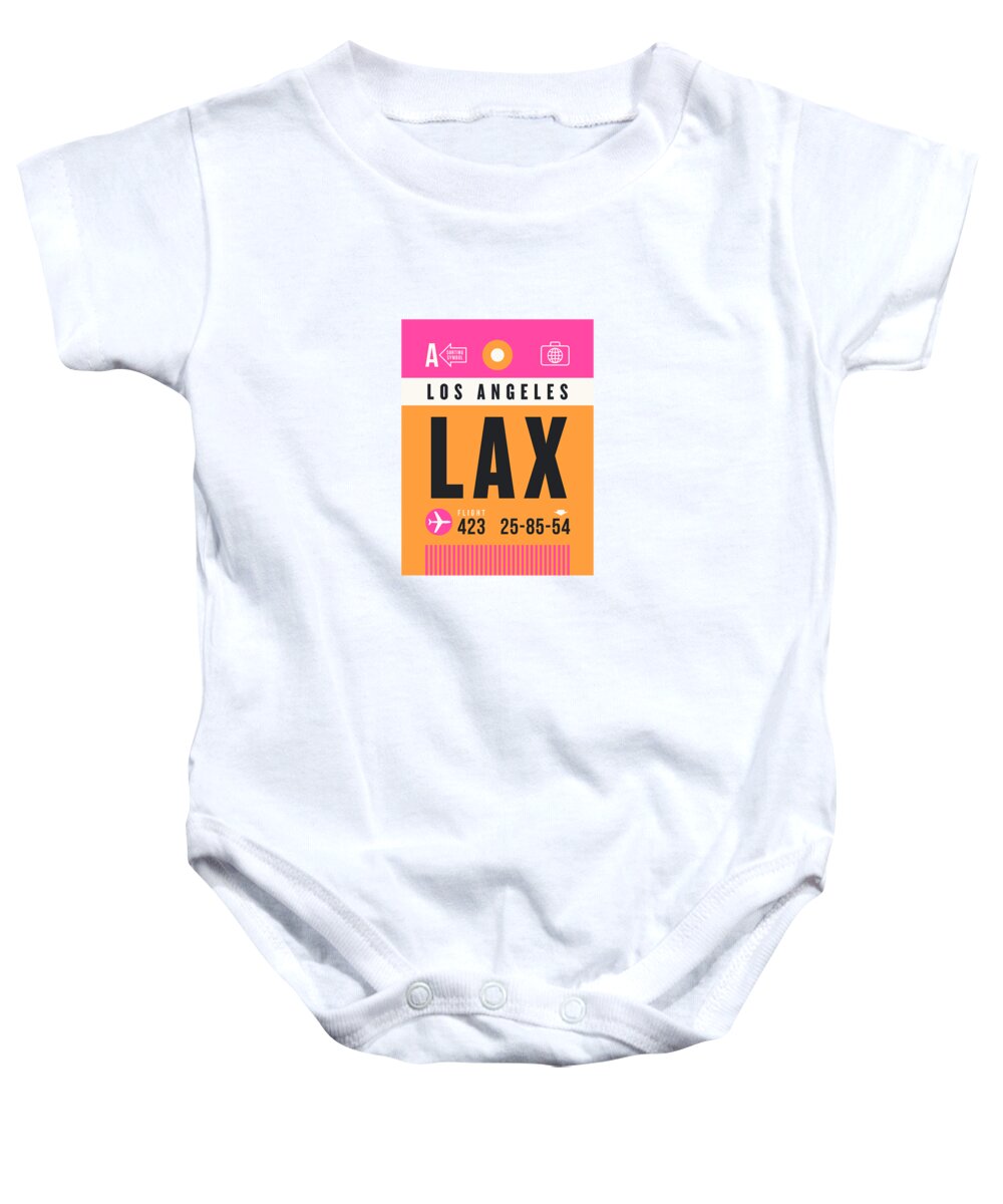 Airline Baby Onesie featuring the digital art Luggage Tag A - LAX Los Angeles USA by Organic Synthesis