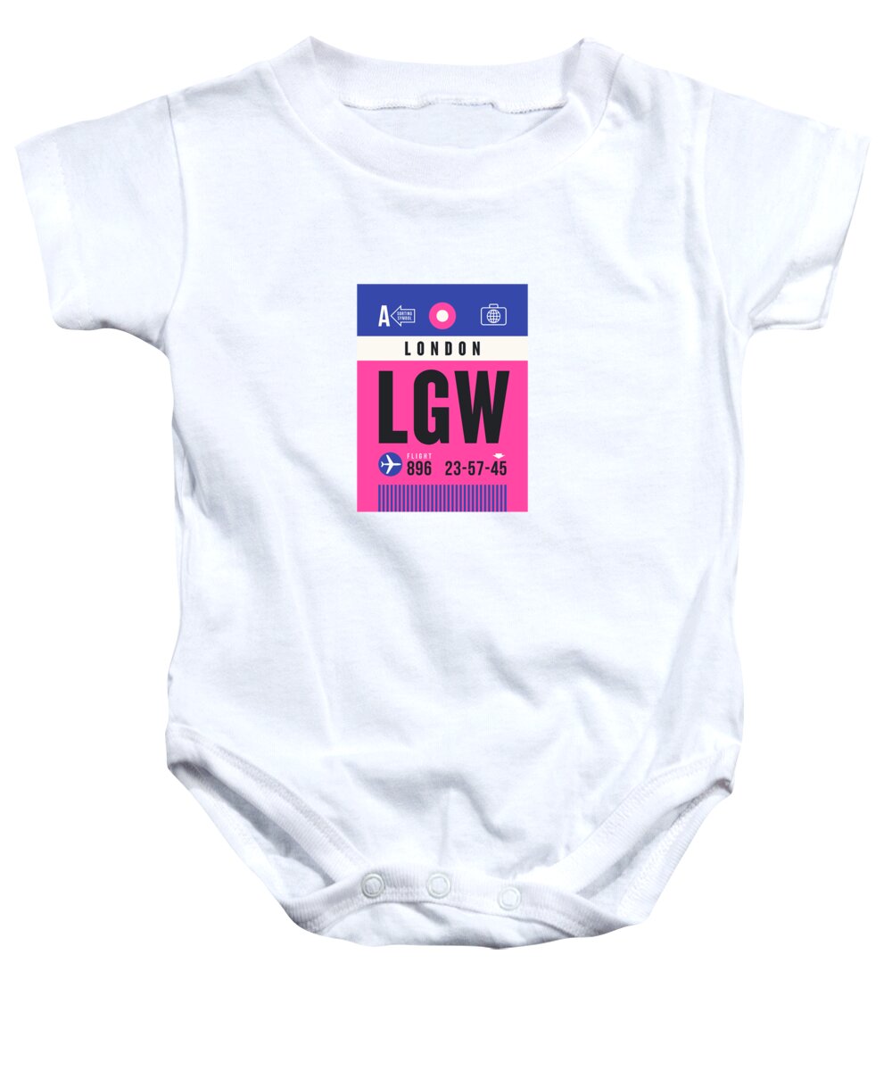 Airline Baby Onesie featuring the digital art Luggage Tag A - LGW London England UK by Organic Synthesis