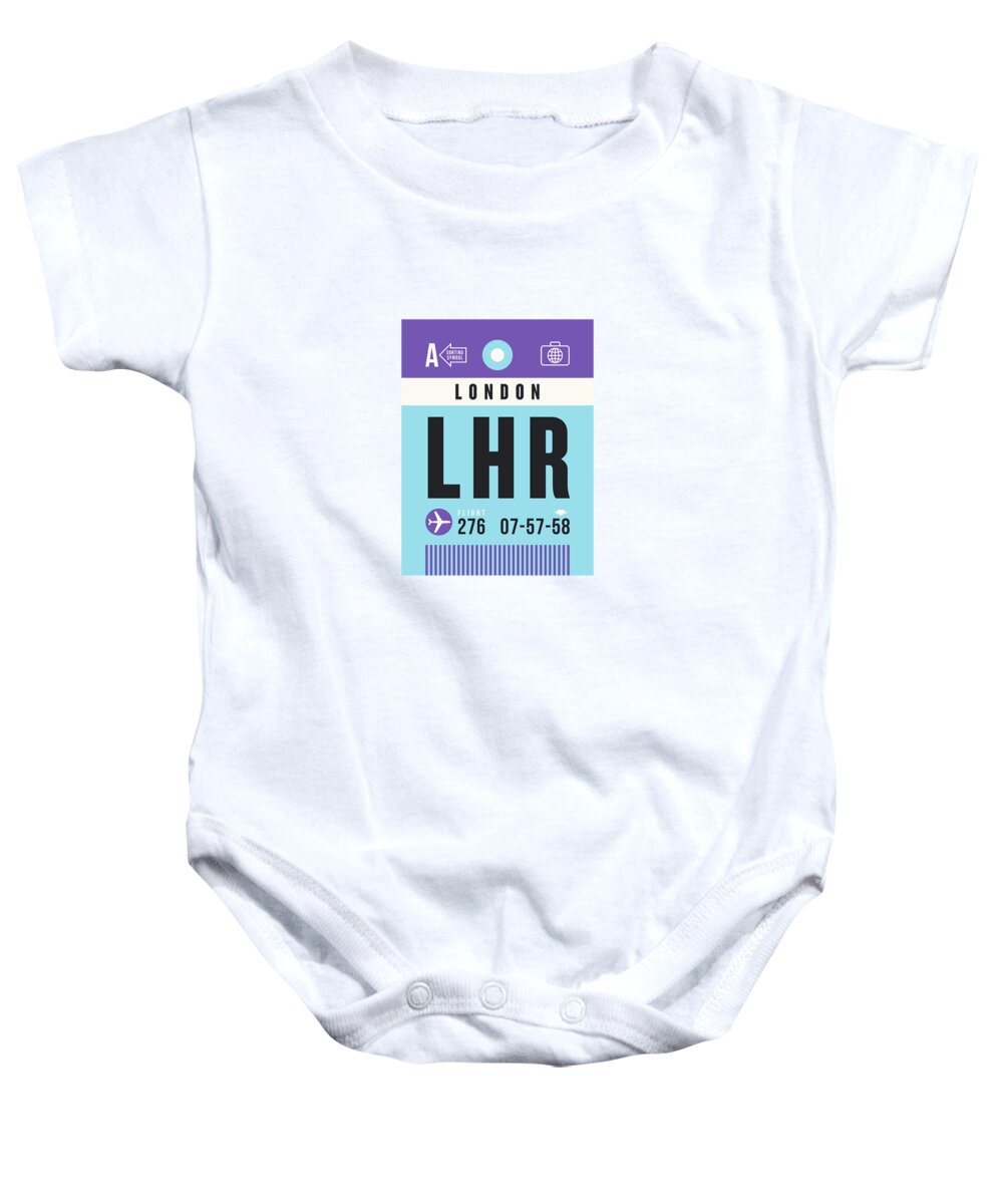 Airline Baby Onesie featuring the digital art Luggage Tag A - LHR London England UK by Organic Synthesis