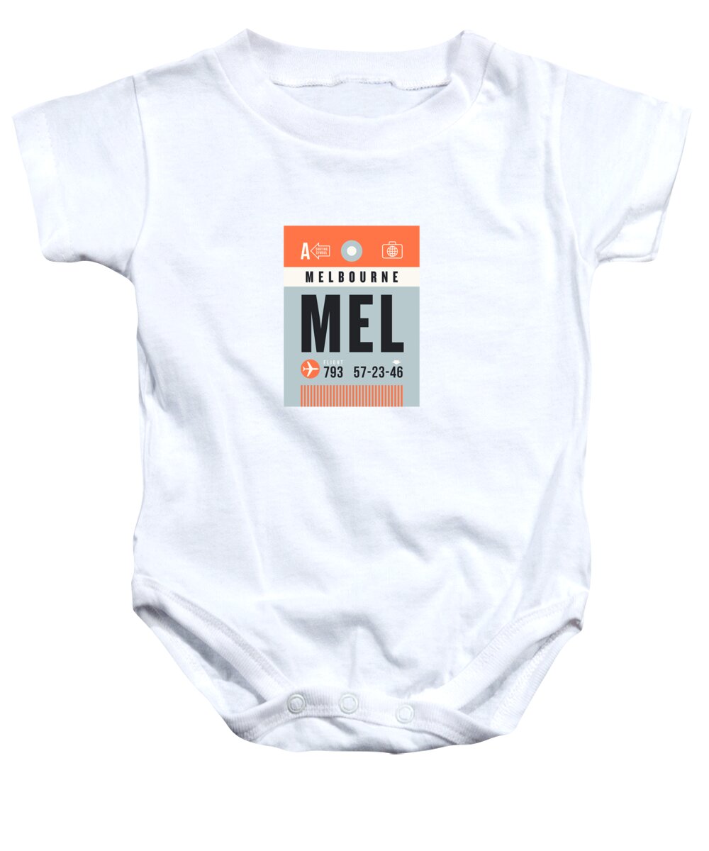 Airline Baby Onesie featuring the digital art Luggage Tag A - MEL Melbourne Australia by Organic Synthesis