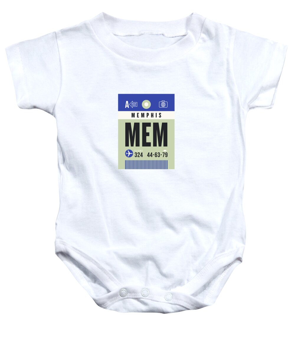 Airline Baby Onesie featuring the digital art Luggage Tag A - MEM Memphis Tennessee USA by Organic Synthesis