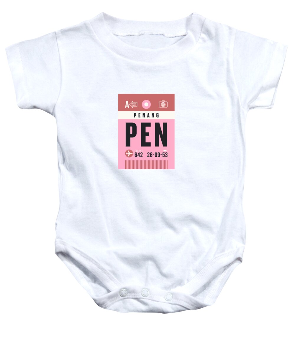 Airline Baby Onesie featuring the digital art Luggage Tag A - PEN Penang Malaysia by Organic Synthesis