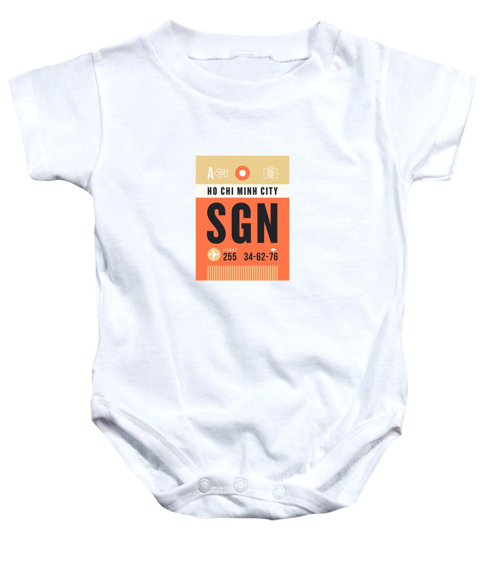 Airline Baby Onesie featuring the digital art Luggage Tag A - SGN Ho Chi Minh City Vietnam by Organic Synthesis