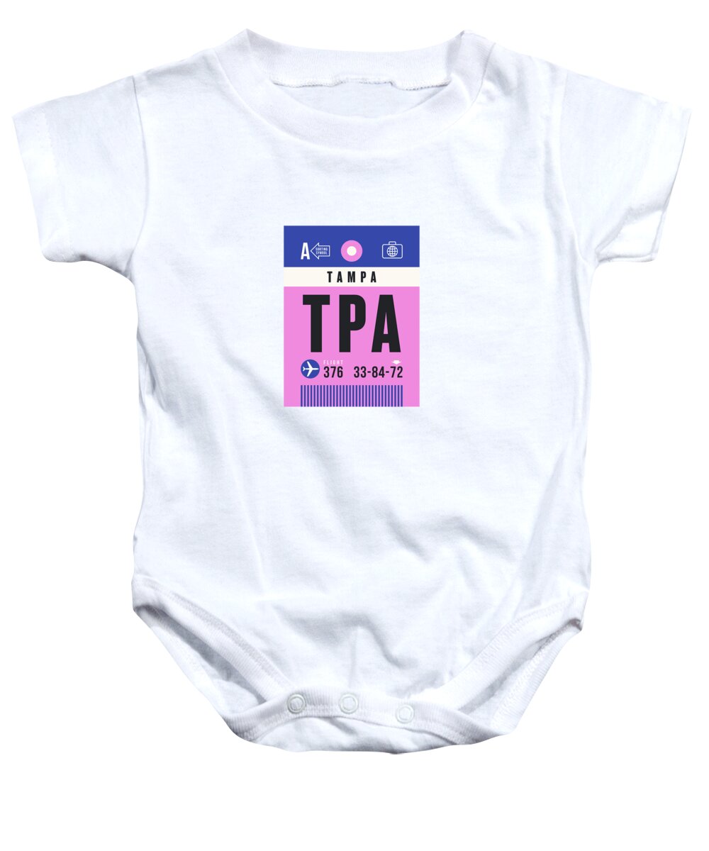 Airline Baby Onesie featuring the digital art Luggage Tag A - TPA Tampa USA by Organic Synthesis