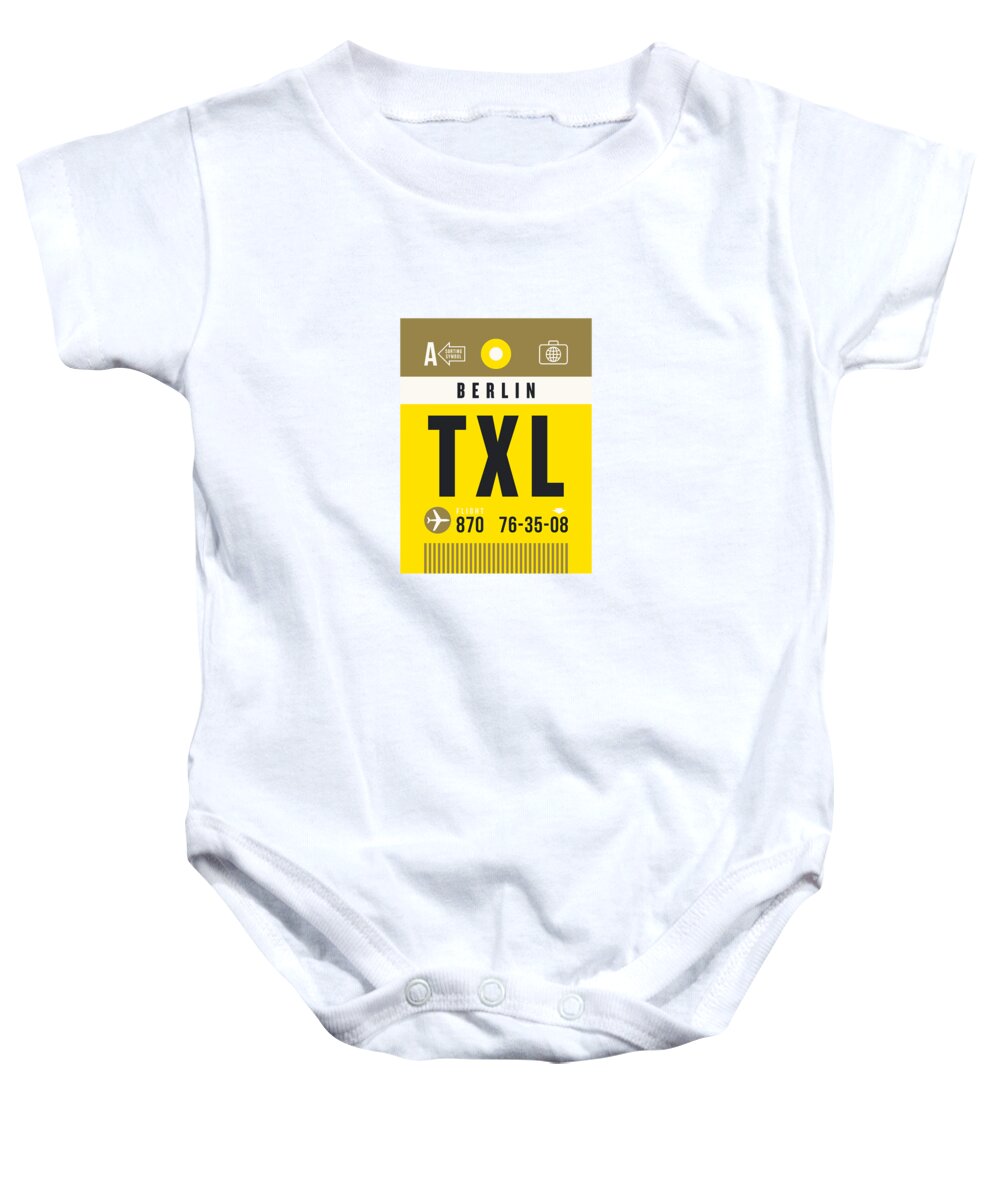 Airline Baby Onesie featuring the digital art Luggage Tag A - TXL Berlin Germany by Organic Synthesis
