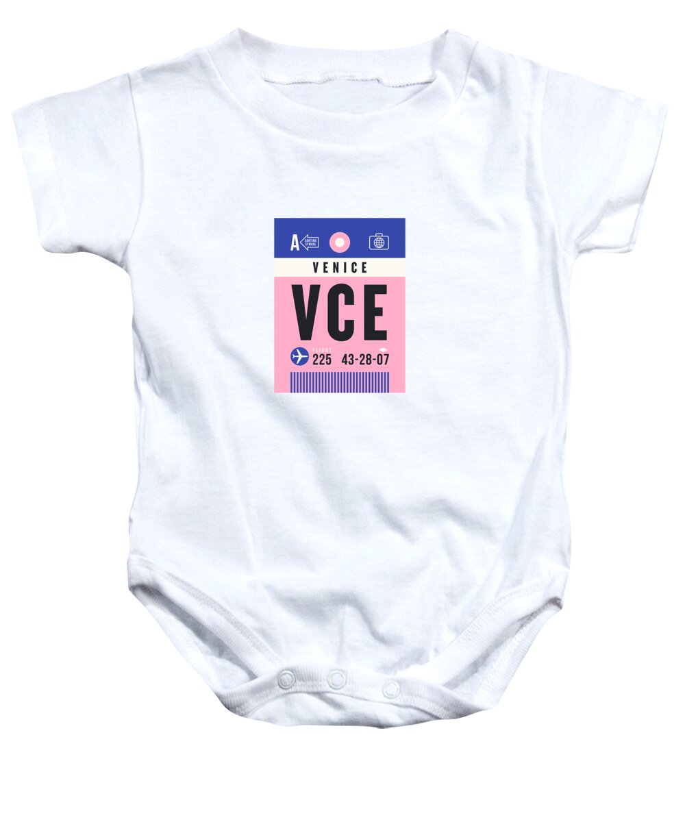Airline Baby Onesie featuring the digital art Luggage Tag A - VCE Venice Italy by Organic Synthesis
