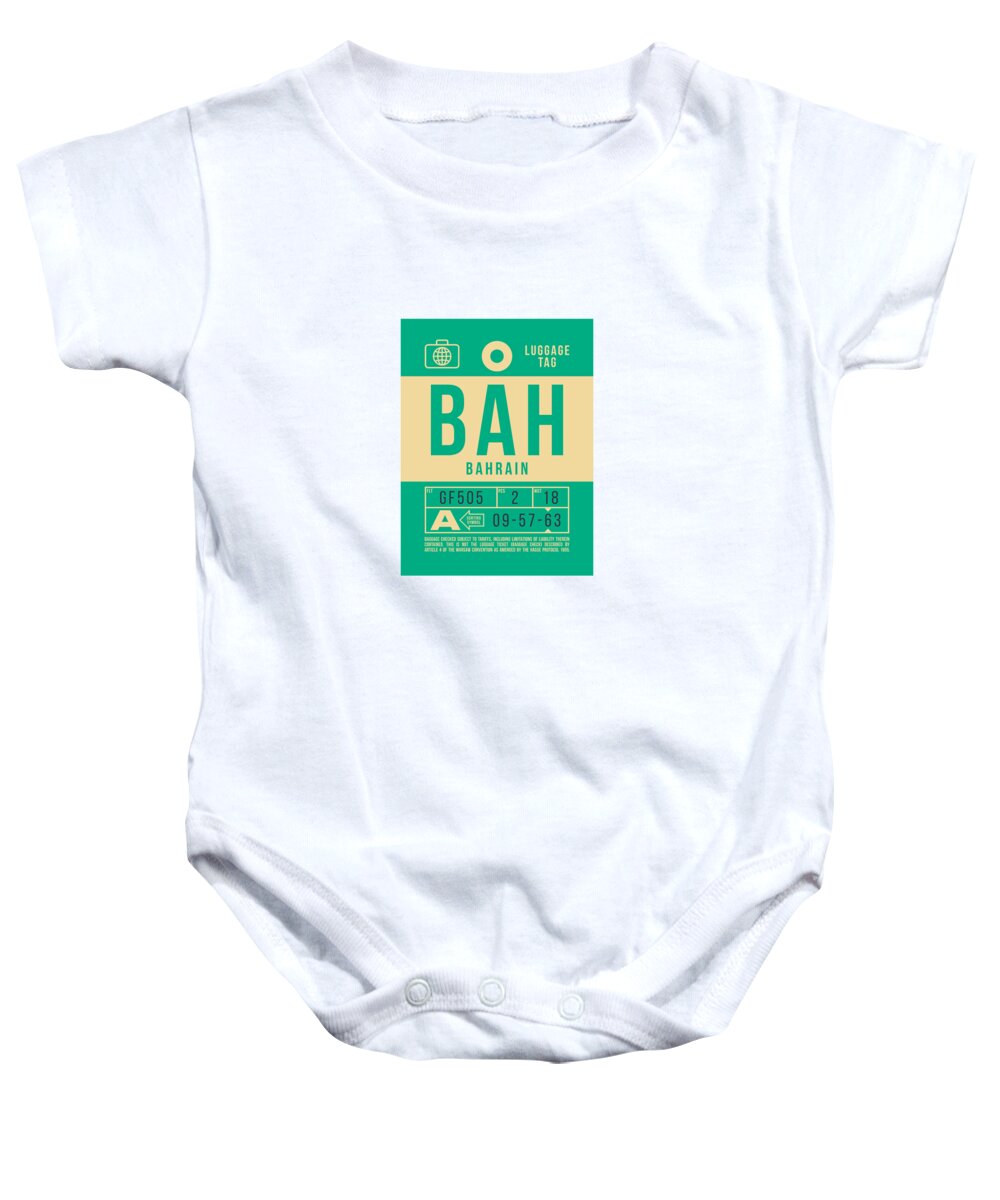 Airline Baby Onesie featuring the digital art Luggage Tag B - BAH Bahrain by Organic Synthesis