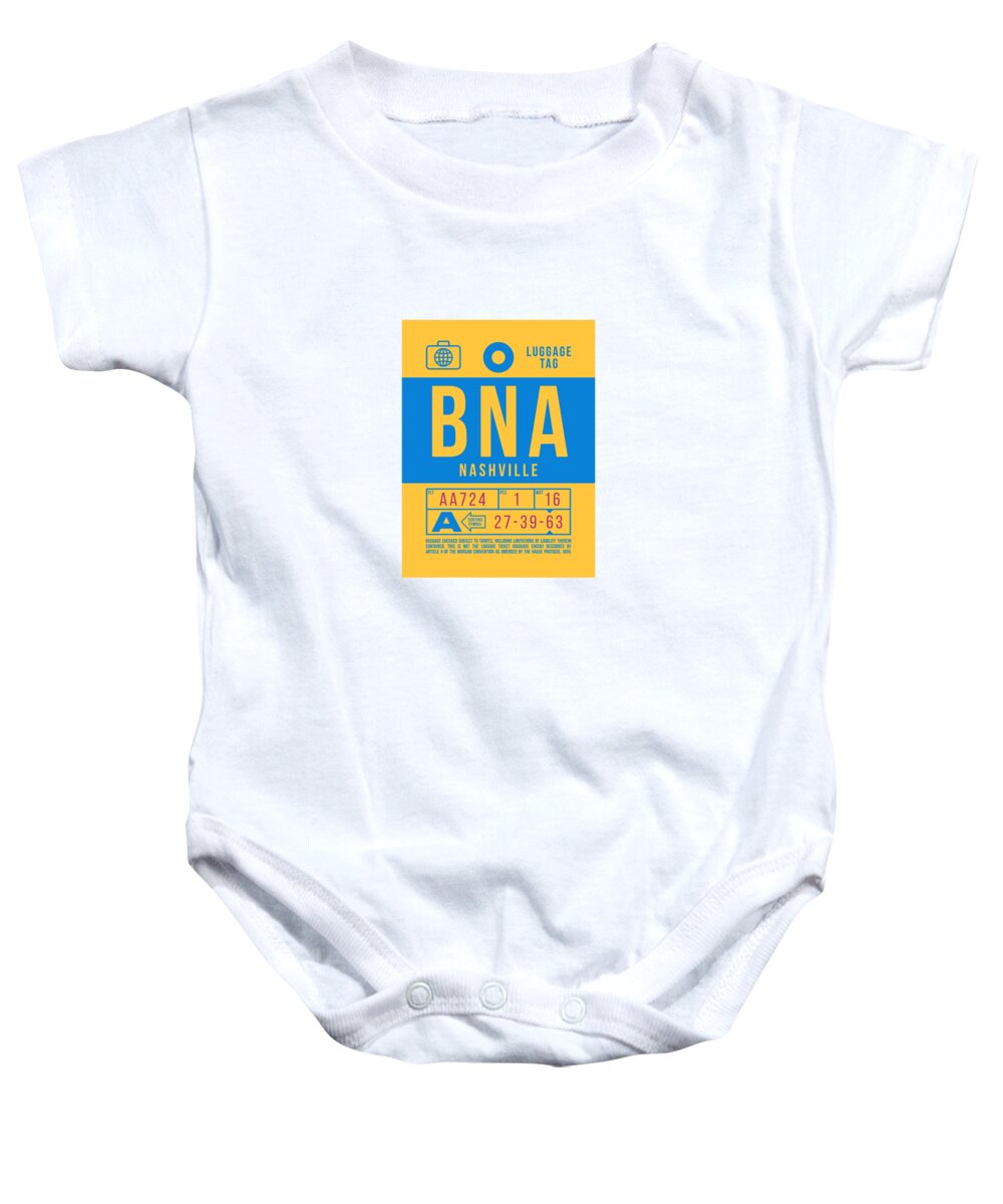 Airline Baby Onesie featuring the digital art Luggage Tag B - BNA Nashville USA by Organic Synthesis