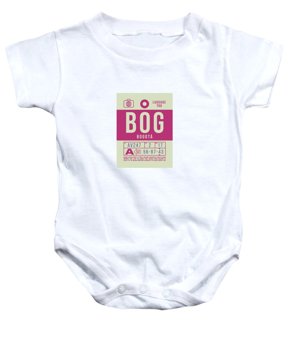 Airline Baby Onesie featuring the digital art Luggage Tag B - BOG Bogota Colombia by Organic Synthesis