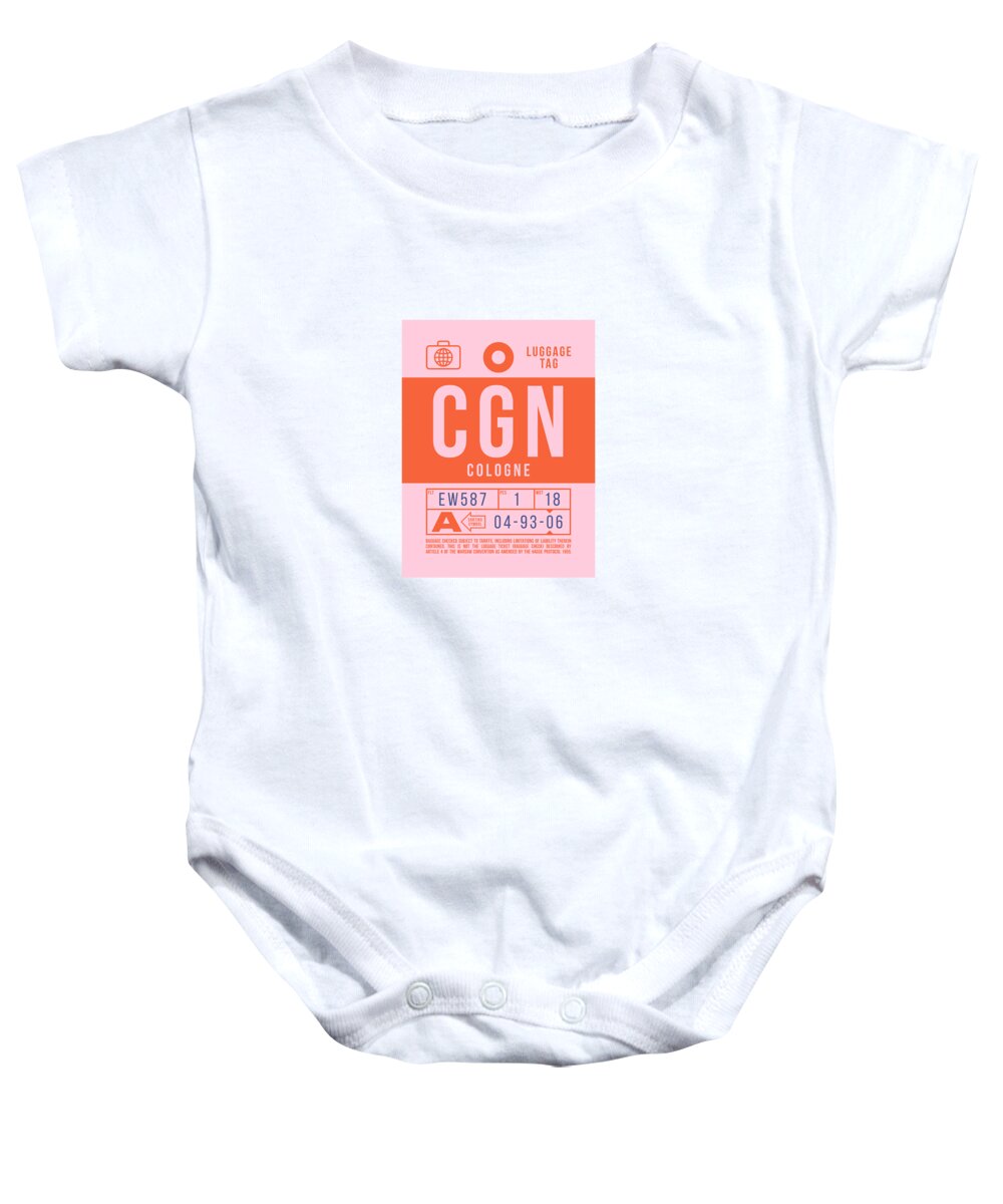 Airline Baby Onesie featuring the digital art Luggage Tag B - CGN Cologne Germany by Organic Synthesis