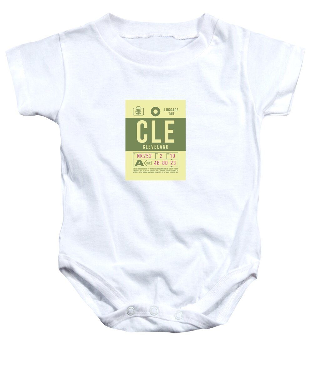 Airline Baby Onesie featuring the digital art Luggage Tag B - CLE Cleveland USA by Organic Synthesis