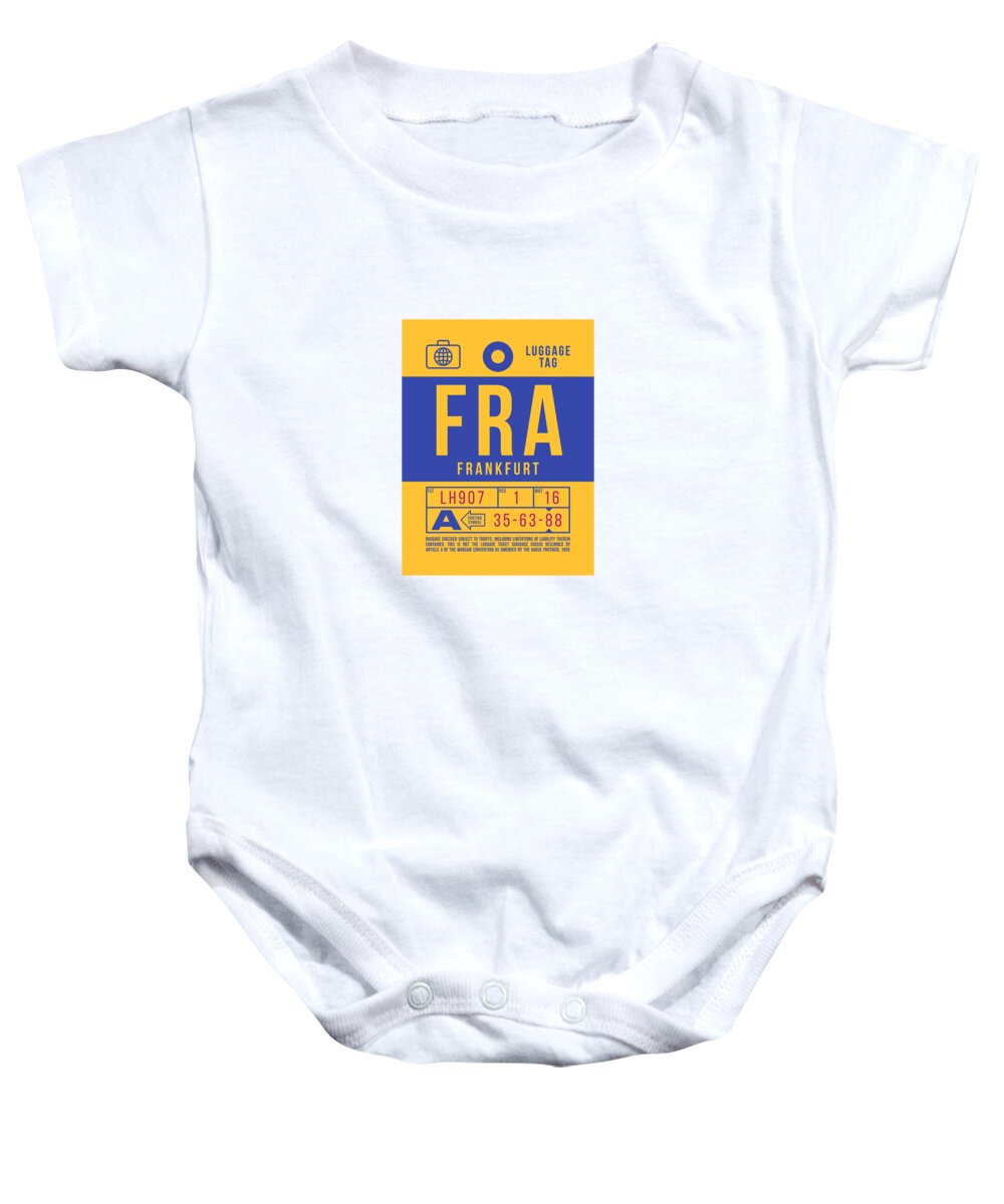 Airline Baby Onesie featuring the digital art Luggage Tag B - FRA Frankfurt Germany by Organic Synthesis