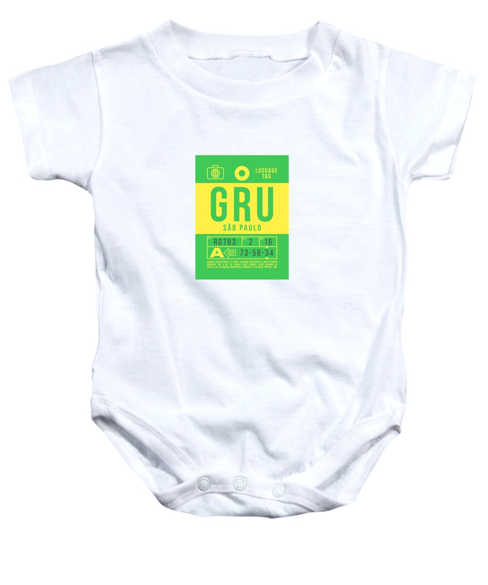 Airline Baby Onesie featuring the digital art Luggage Tag B - GRU Sao Paulo Brazil by Organic Synthesis