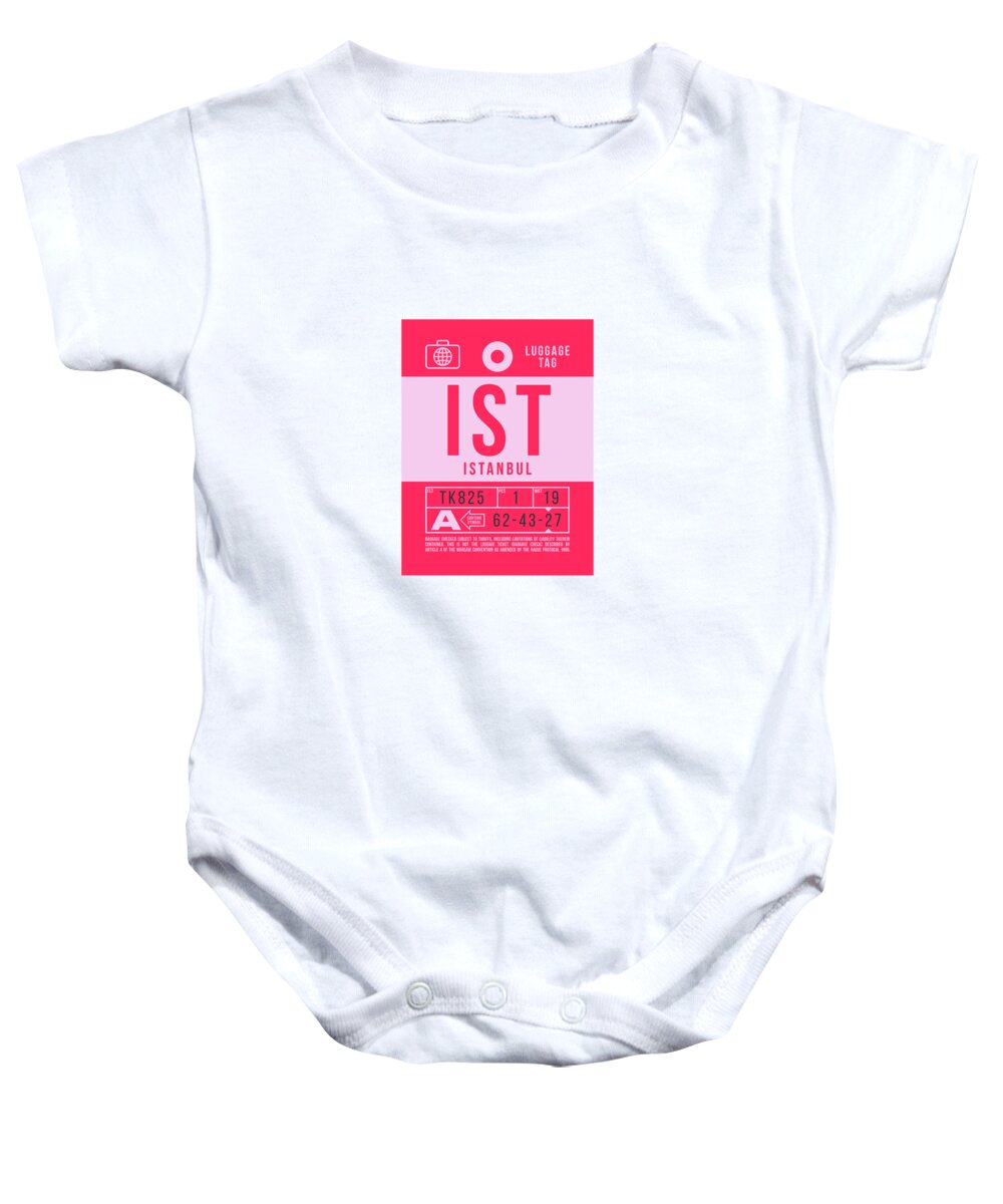 Airline Baby Onesie featuring the digital art Luggage Tag B - IST Istanbul Turkey by Organic Synthesis