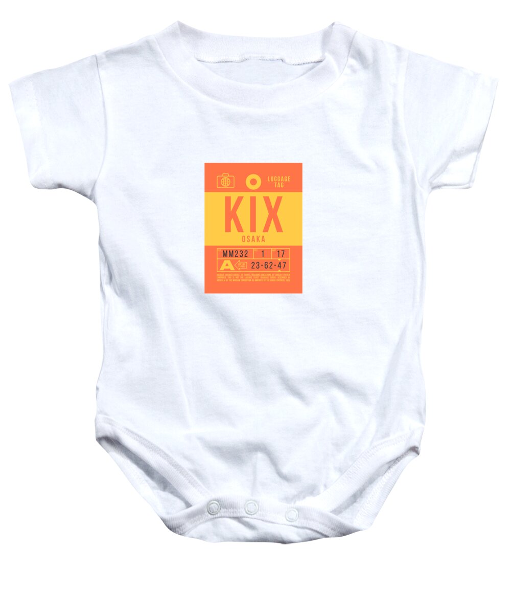 Airline Baby Onesie featuring the digital art Luggage Tag B - KIX Osaka Japan by Organic Synthesis