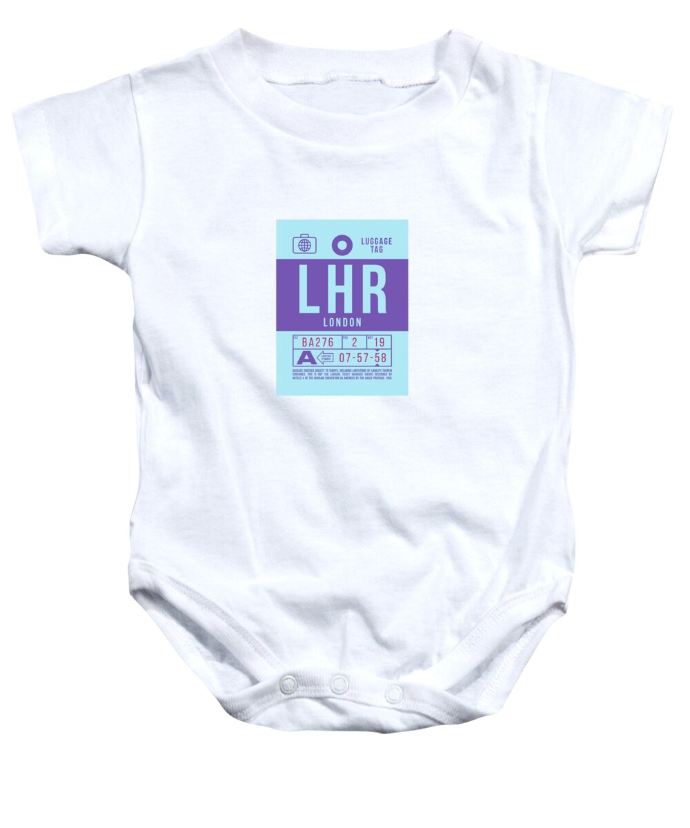 Airline Baby Onesie featuring the digital art Luggage Tag B - LHR London England UK by Organic Synthesis