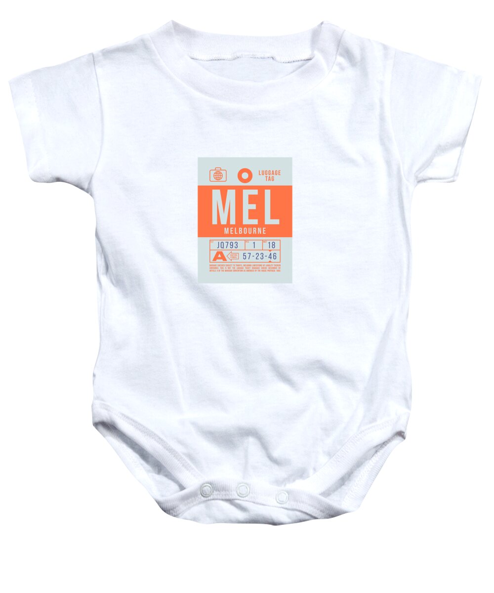 Airline Baby Onesie featuring the digital art Luggage Tag B - MEL Melbourne Australia by Organic Synthesis
