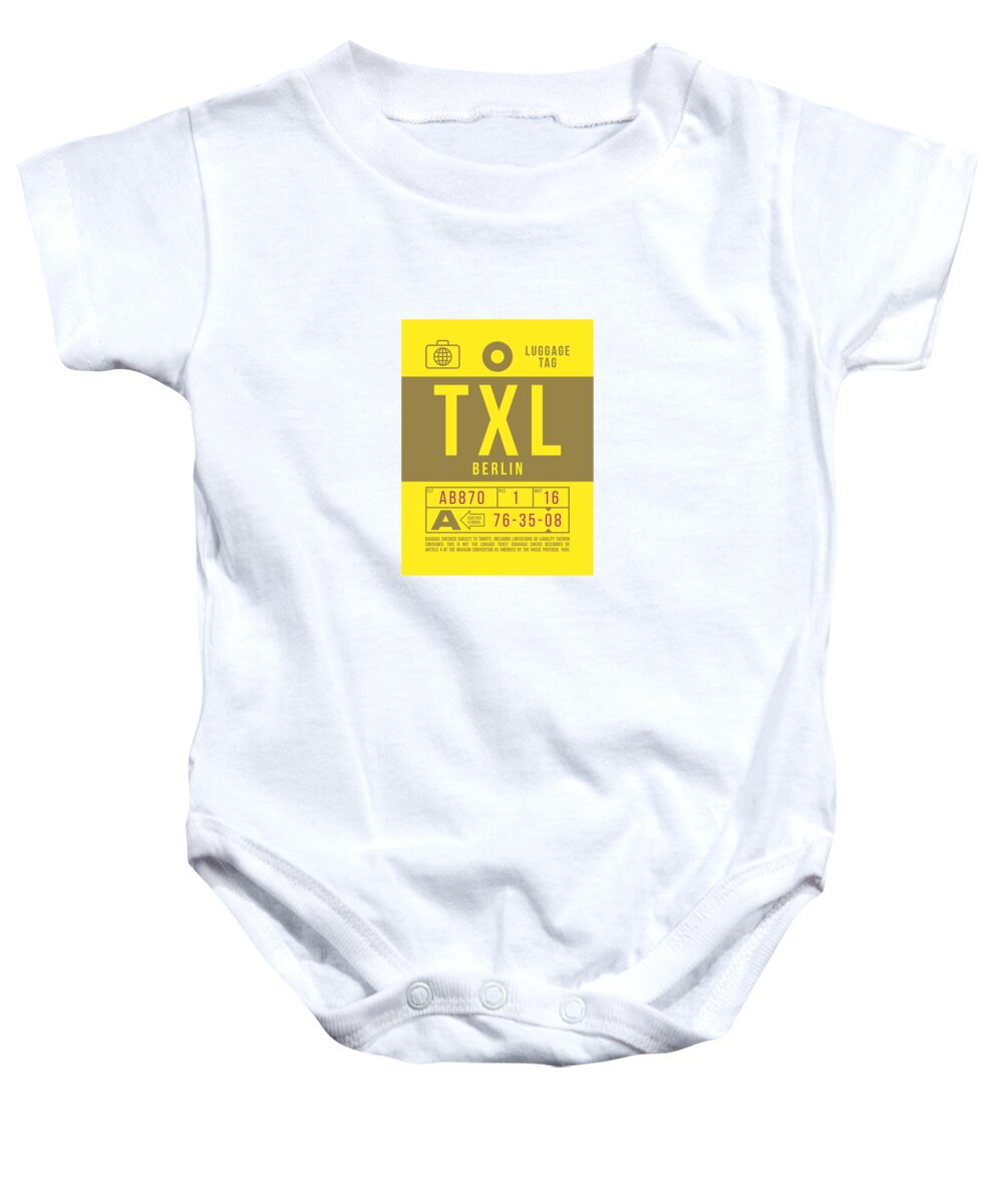 Airline Baby Onesie featuring the digital art Luggage Tag B - TXL Berlin Germany by Organic Synthesis